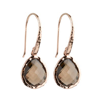 Riva - wavy edge earrings gold smoky quartz
