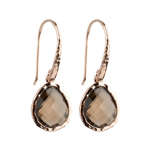 Riva - wavy edge earrings gold smoky quartz