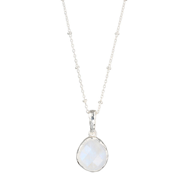 Riva - wavy edge silver pendant moonstone gemstone