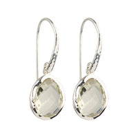 Riva - Wavy Edge Silver Earrings with Green Amethyst