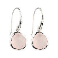Riva - wavy edge silver earrings with rose quartz