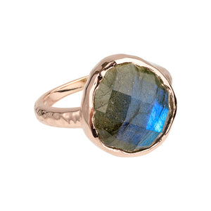 Riva - wavy edge ring gold labradorite