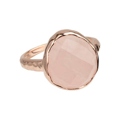 Riva - wavy edge ring gold rose quartz