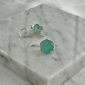 Flore - flowercup earrings silver aqua chalcedony