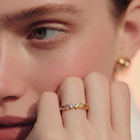 Mare - wave ring gold with chakra gemstones
