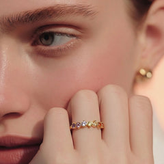 Mare - wave ring gold with chakra gemstones