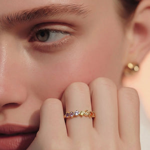 Mare - wave ring gold with chakra gemstones