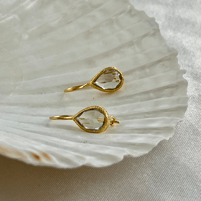 Veda - Drop Earrings Gold Green Amethyst