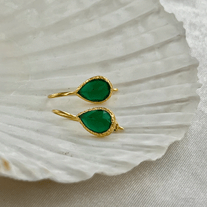 Veda - drop earrings gold green onyx