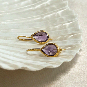 Veda - drop earrings gold light amethyst