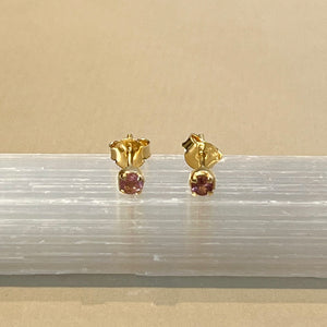 Sumi - stud earrings gold pink tourmaline October