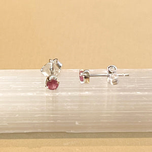 Sumi - stud earrings silver pink tourmaline October