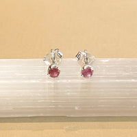 Sumi - stud earrings silver pink tourmaline October