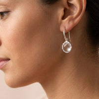 Riva - wavy edge silver earrings with clear quartz gemstones