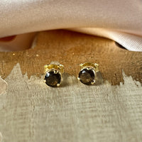 Yaya - stud earrings gold smoky quartz