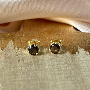 Yaya - stud earrings gold smoky quartz