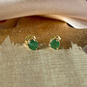 Yaya - stud earrings gold emerald May