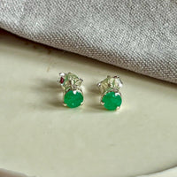 Yaya - silver emerald stud earrings May